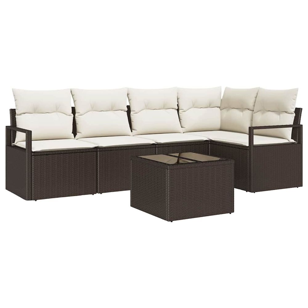 Ensemble de canapé de jardin 6 pc marron et crème polyrotin
