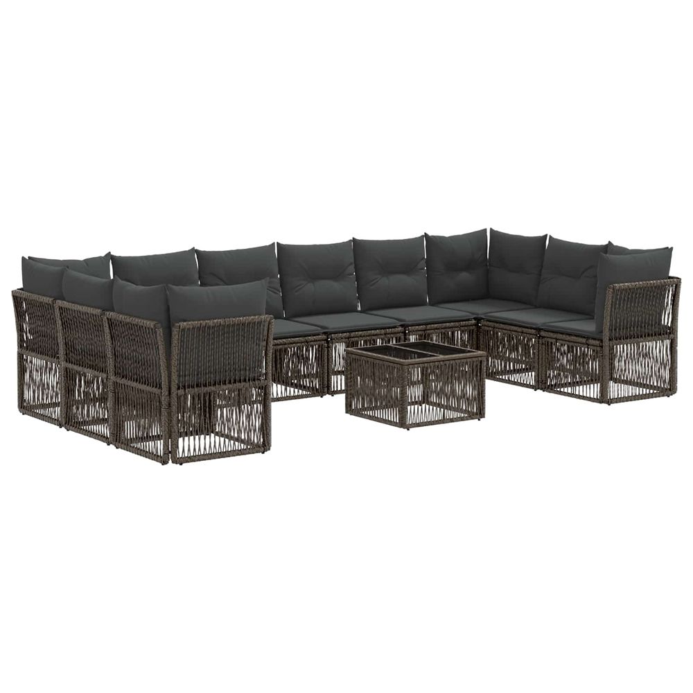 Ensemble de canapé de jardin 11 pc gris polyrotin