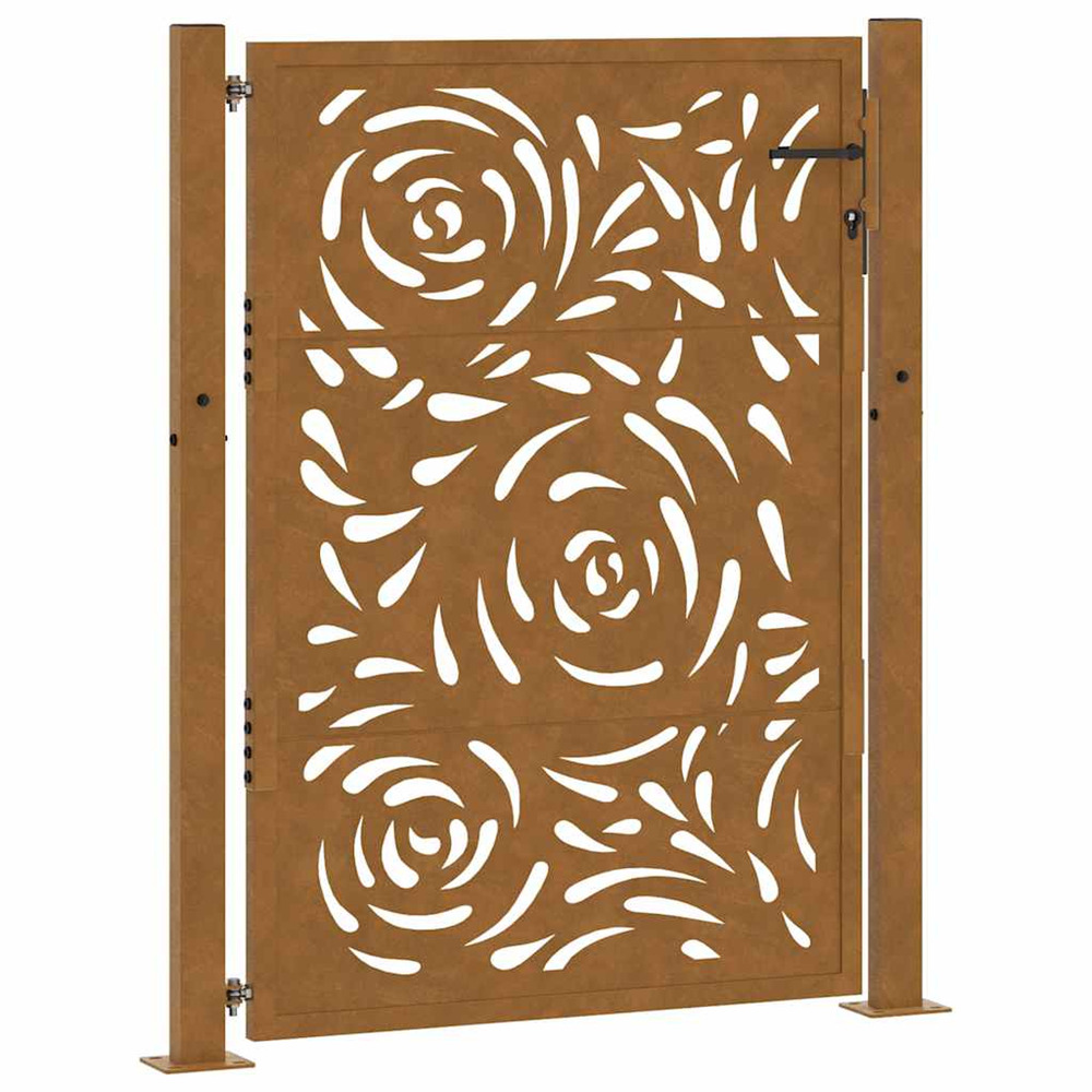 Portail de jardin 100x150 cm en acier patiné motif flamme
