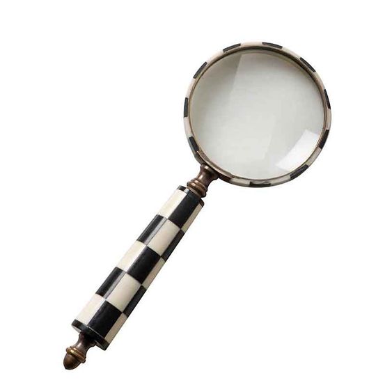 Loupe damier noir et blanc résine 22x9cm