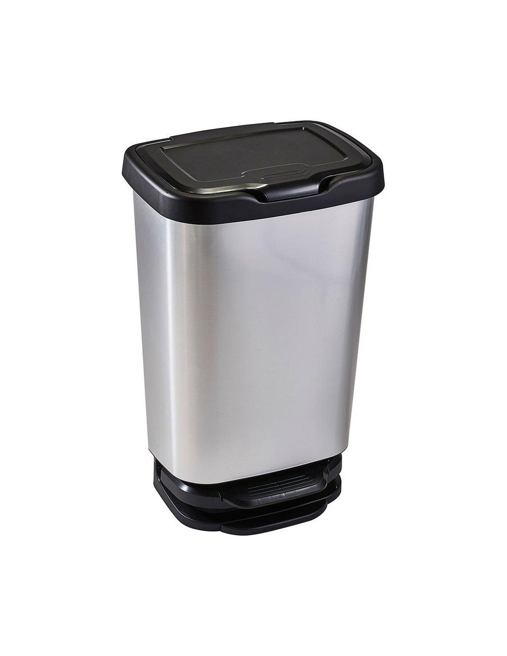 Poubelle à pédale 40 litres avec fermeture amortissante 39x29x63,5cm couleur argent/noir mondex