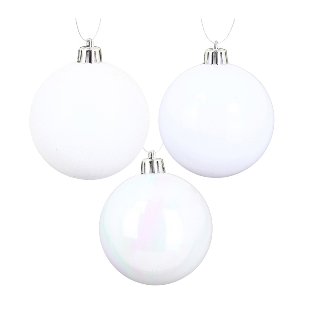 Set de 9 boules de noël blanches