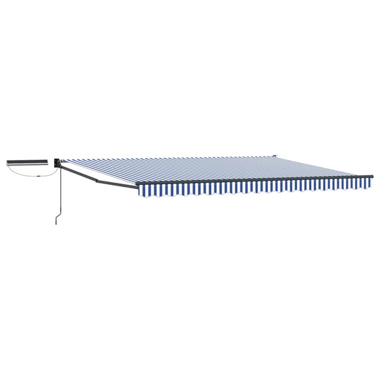 Auvent rétractable électrique bleu et blanc 5 x 3 m