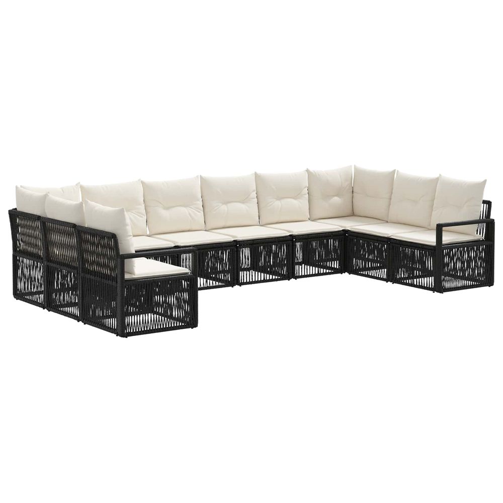 Ensemble de canapé de jardin 10 pc noir polyrotin