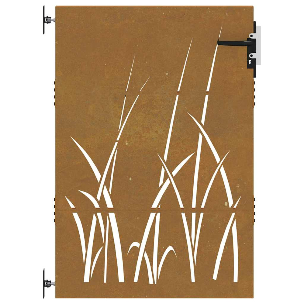 Portail de jardin 85x150 cm acier corten conception d'herbe