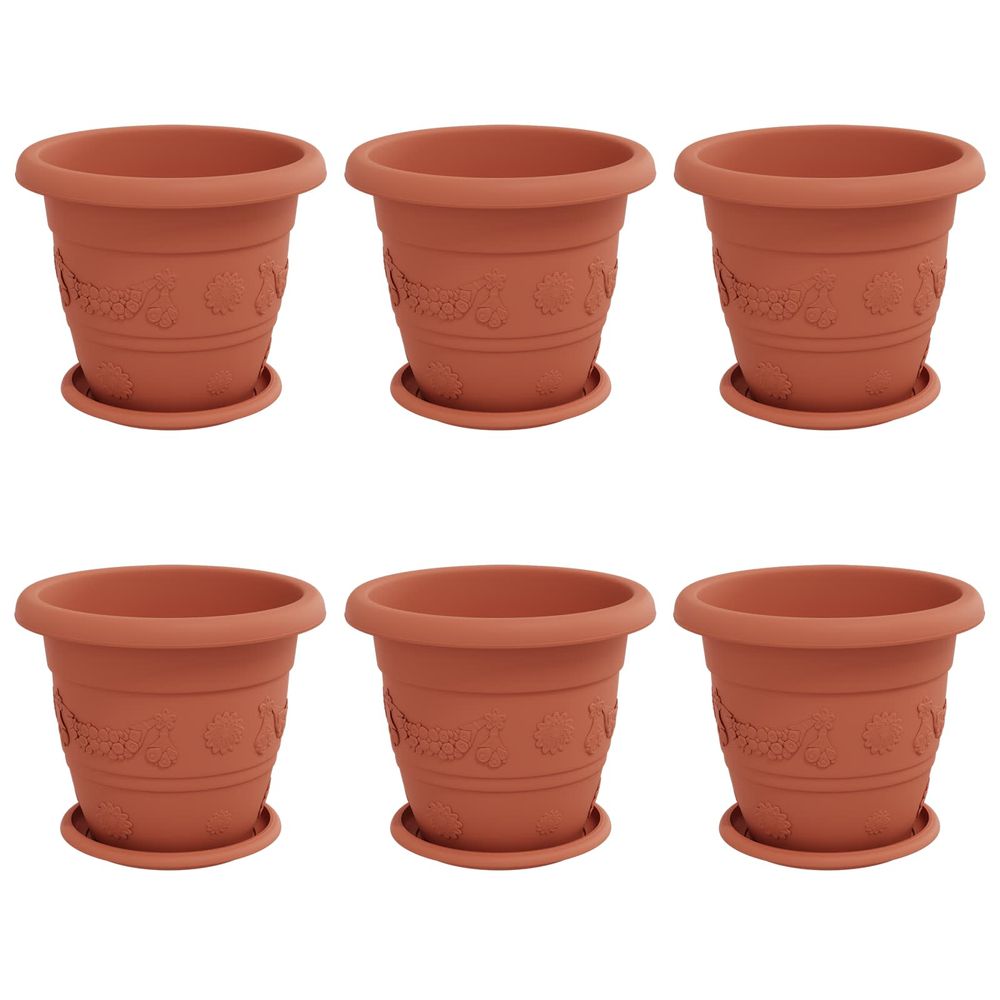 Pots de plantes 6 pc rouge brique ø 26 x 21.5 cm plastique