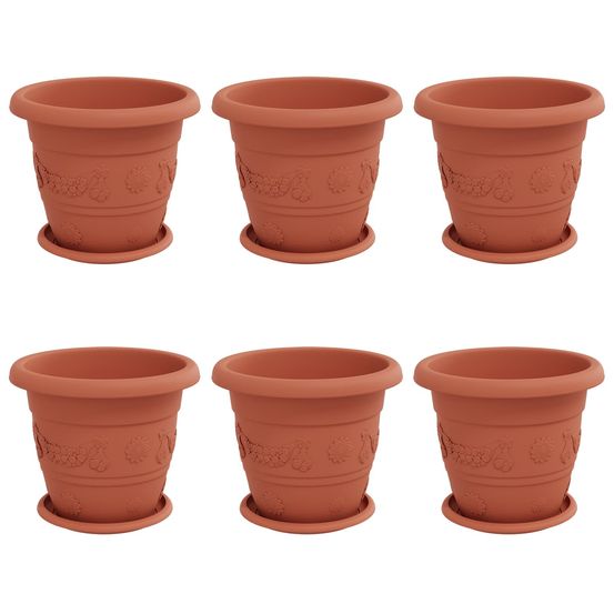 Pots de plantes 6 pc rouge brique ø 26 x 21.5 cm plastique
