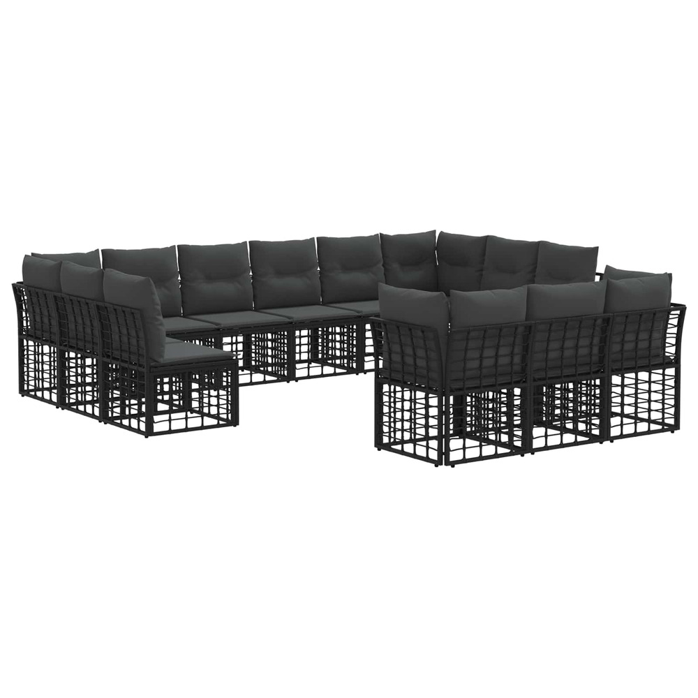 Ensemble de canapés d'extérieur noir et gris foncé polyester