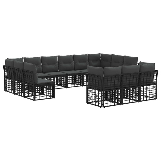 Ensemble de canapés d'extérieur noir et gris foncé polyester