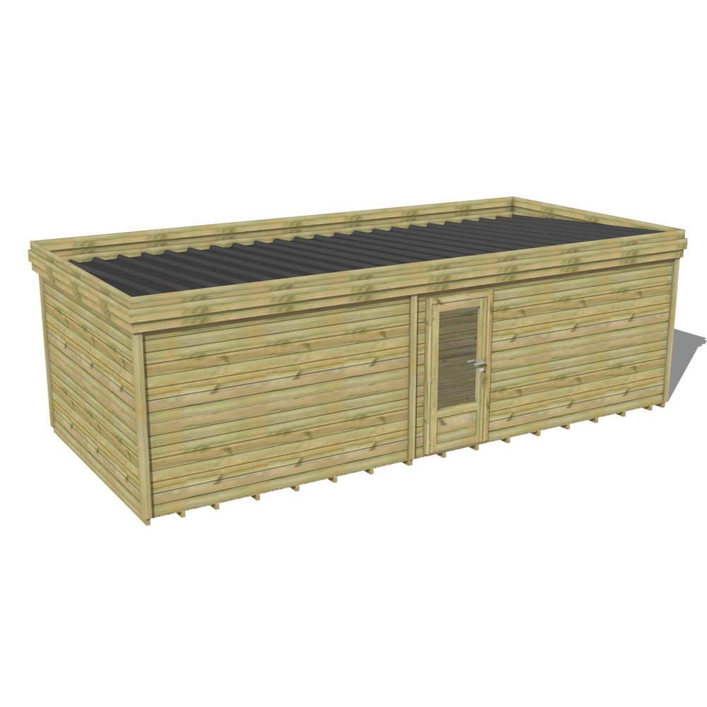 Abri de jardin bois pin traité autoclave 27mm - 7,695x3,44m / 26m2 - bac acier - plancher bois