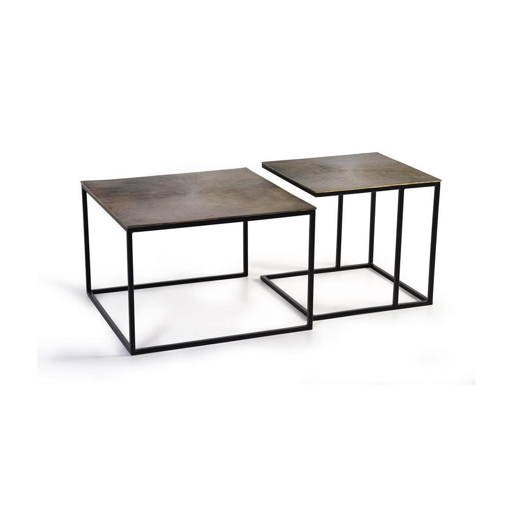 Lot de 2 tables basses bronze fer bronze - décoration d'autrefois