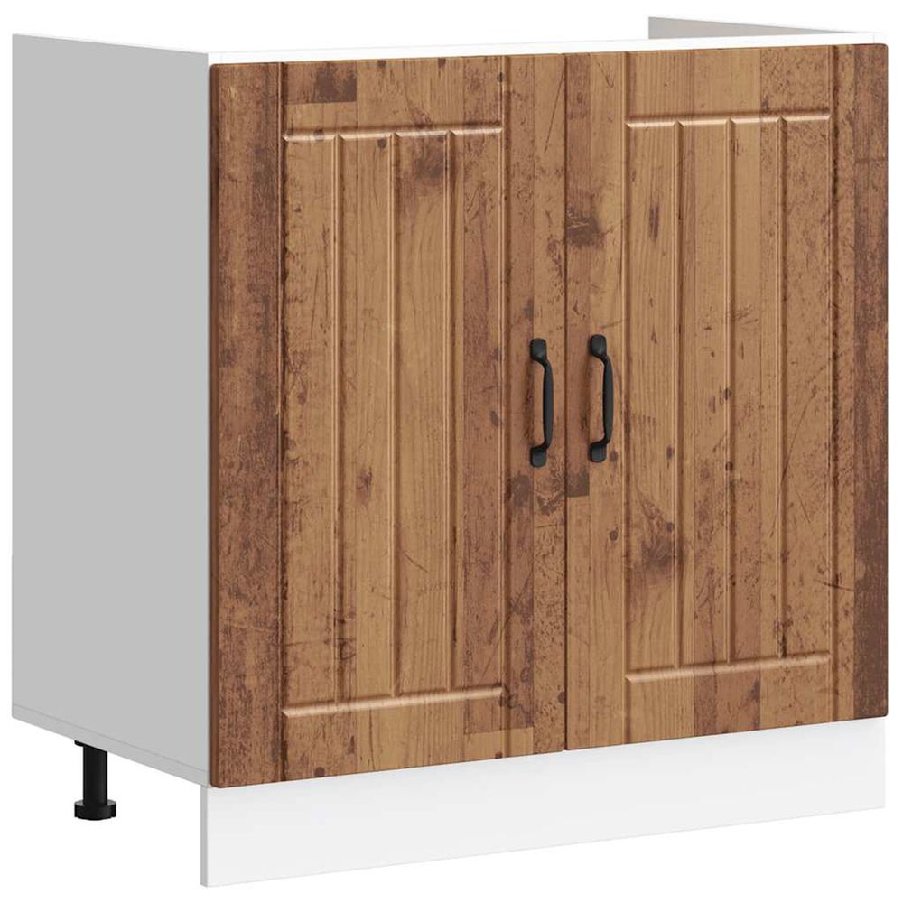 Meuble de base de lavabo lucca vieux bois bois d'ingénierie