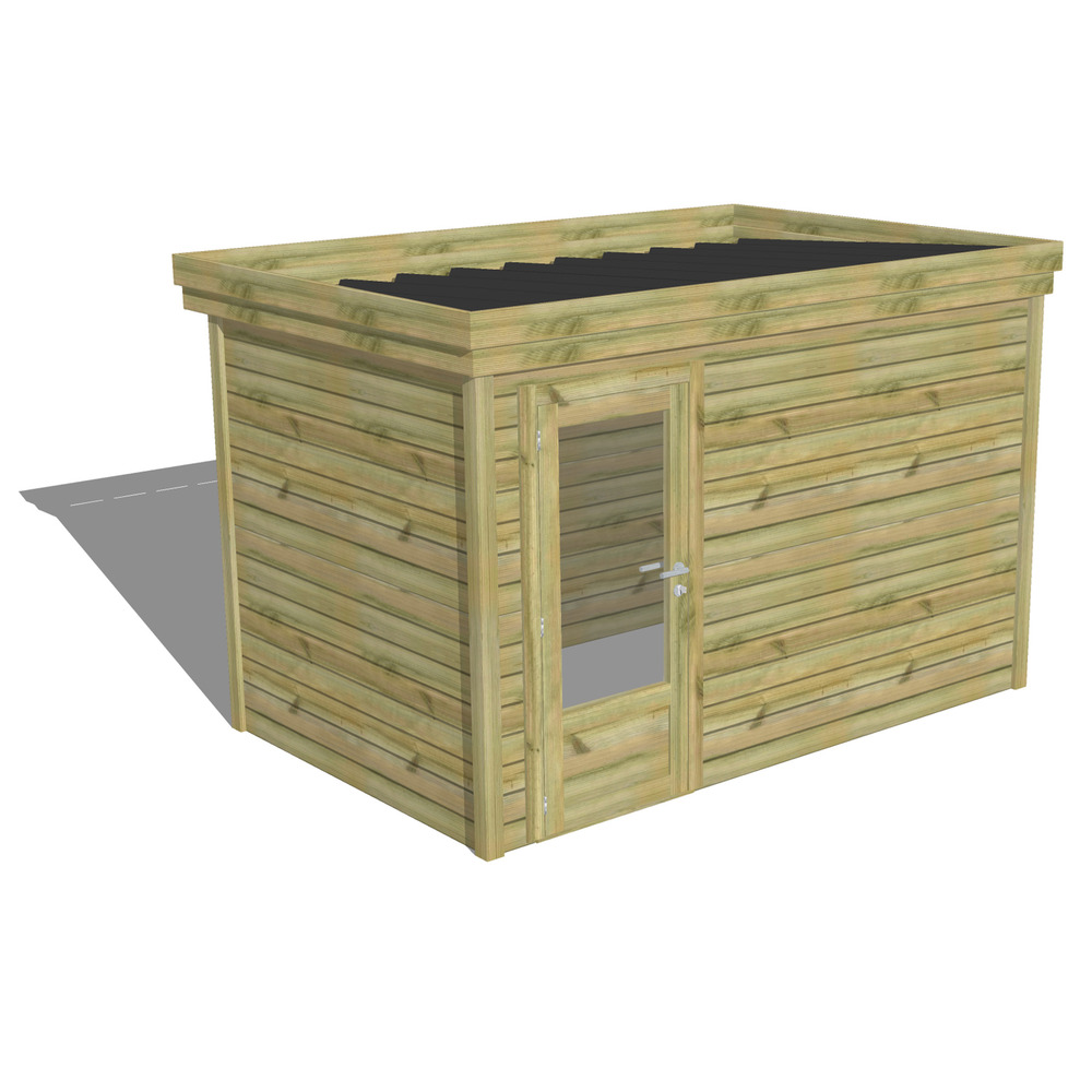 Abri de jardin bois pin traité autoclave 27mm - 3,44x2,14m / 7m2 - bac acier - abri français