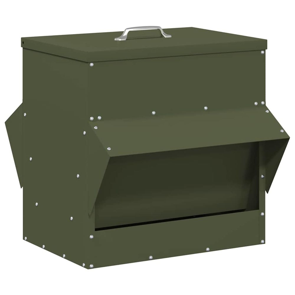 Mangeoire pour poules vert olive 40,5 x 45 x 41 cm 20 kg