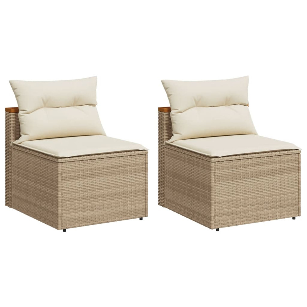 Canapés de jardin sans accoudoirs avec coussins 2 pcs beige