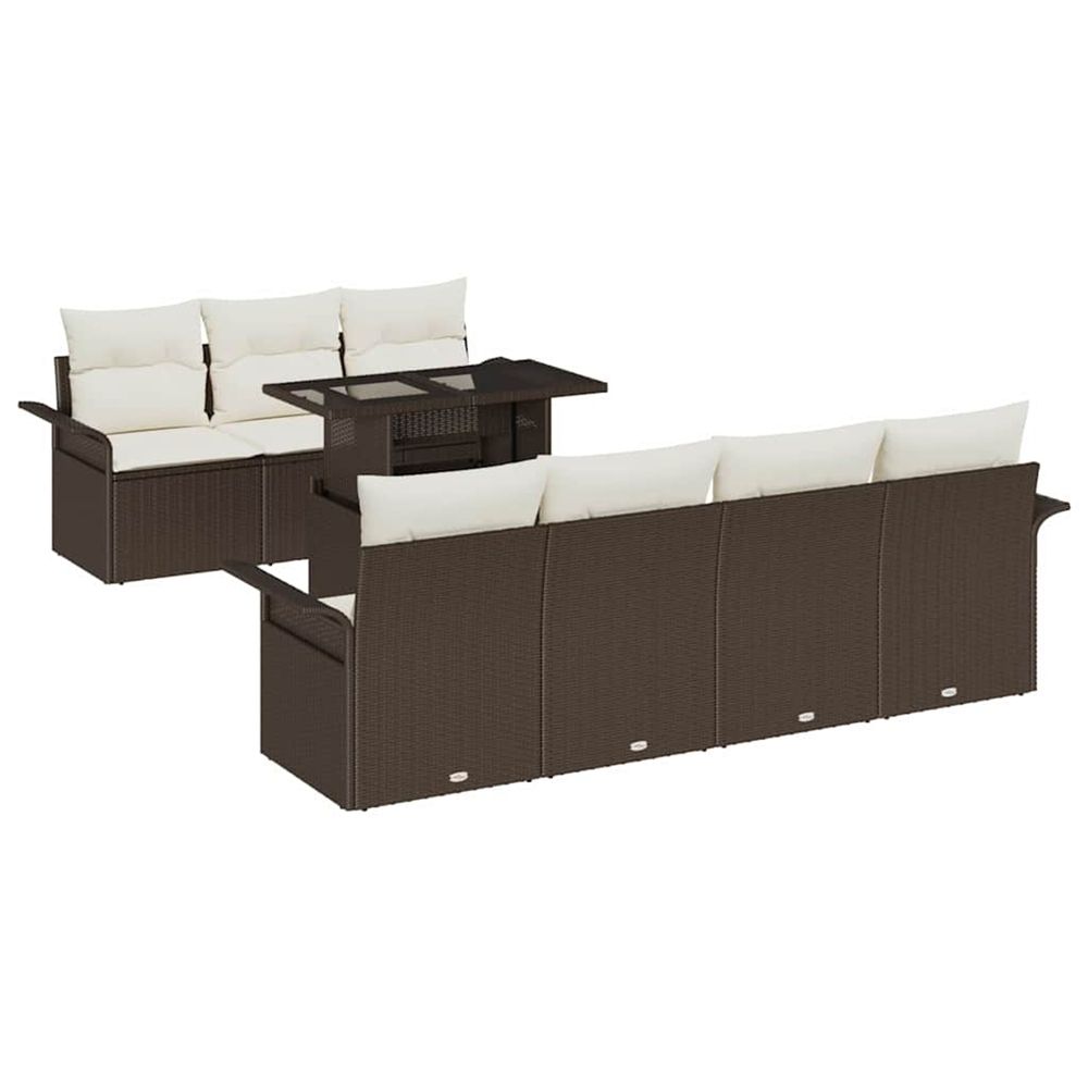 Ensemble de canapé de jardin 8 pc marron