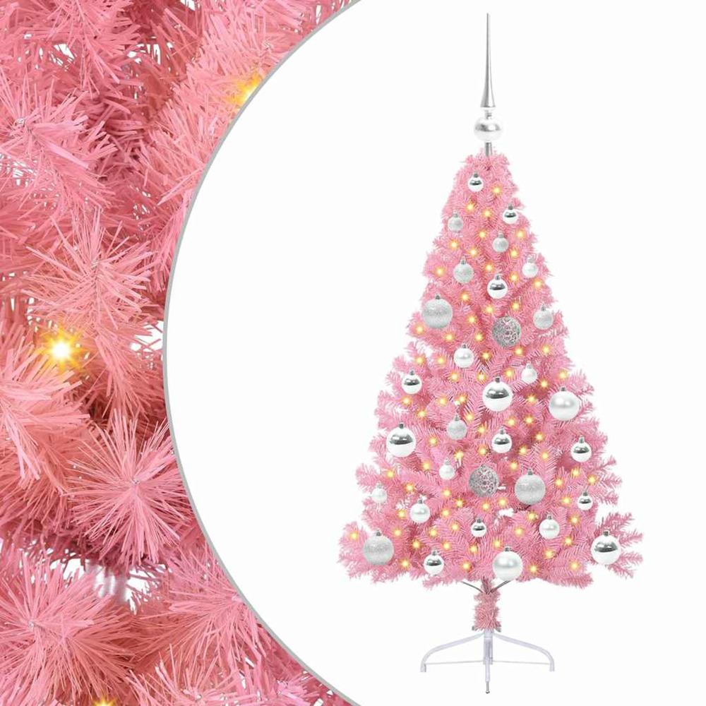 Sapin de noël artificiel pré-éclairé rose 120 cm pvc
