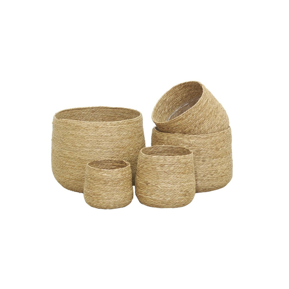 Cache-pots ronds en jonc (lot de 5)