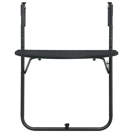 Table de balcon noir 60x64x83,5 cm plastique aspect de rotin