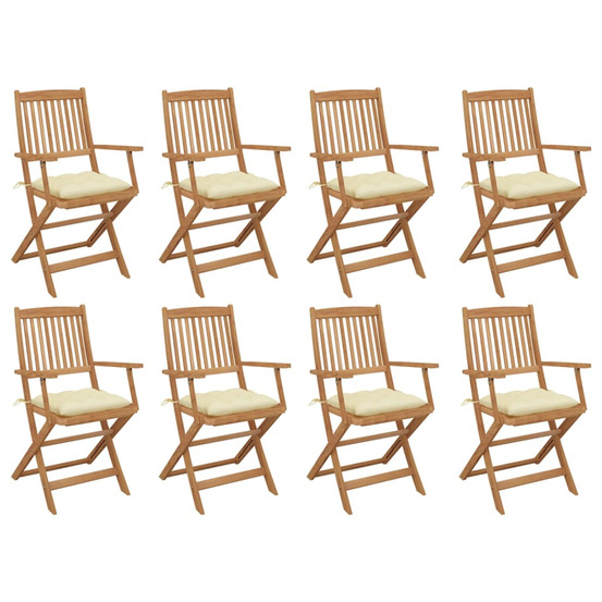 Chaises pliables d'extérieur et coussins lot de 8 bois d'acacia