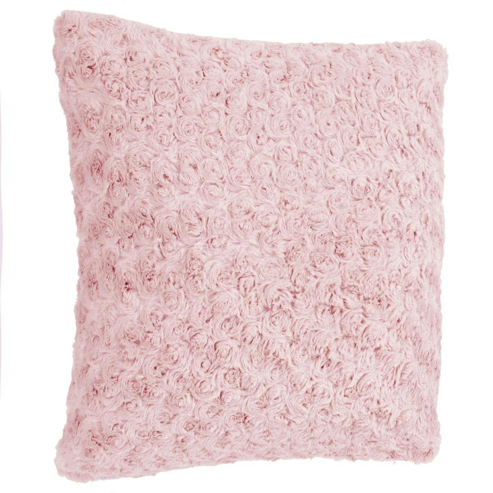 Coussin fourrure bouclée rose - 45x45 cm