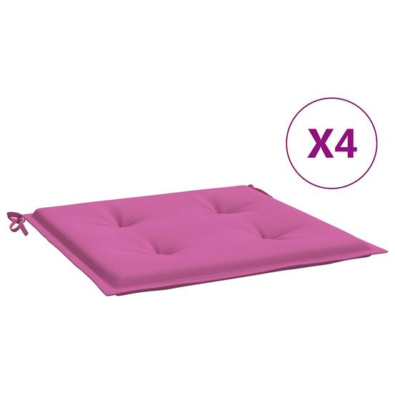Coussins de chaise de jardin lot de 4 rose 50x50x4 cm tissu