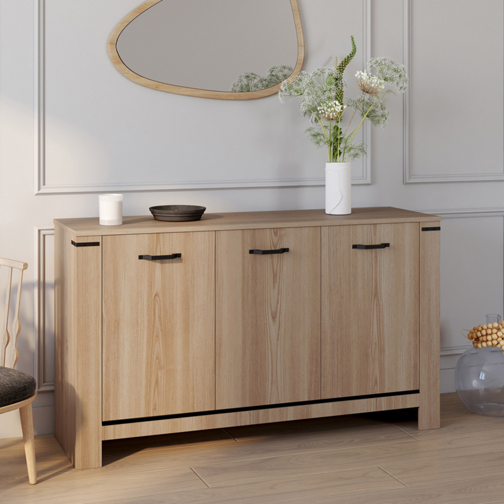 Buffet 140 cm idaho 3 portes design contemporain