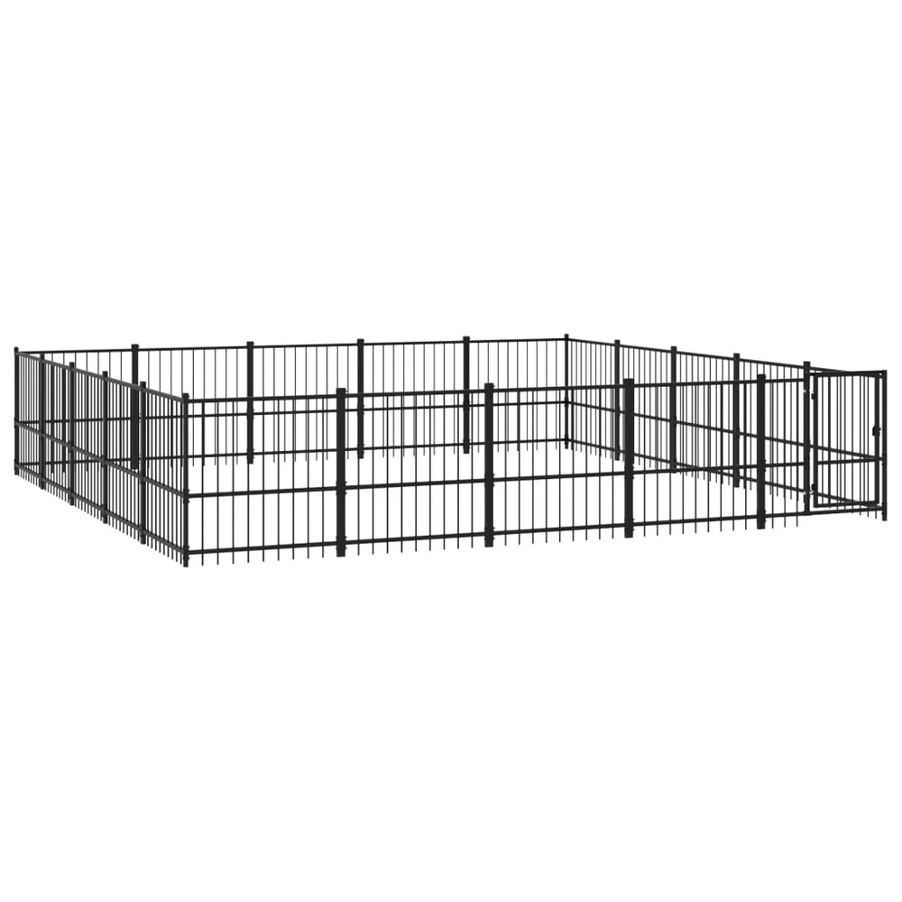 Chenil cage enclos pac animaux d'extérieur pour chiens acier 23,52 m² noir