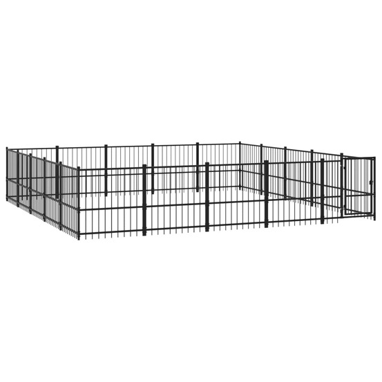 Chenil cage enclos pac animaux d'extérieur pour chiens acier 23,52 m² noir