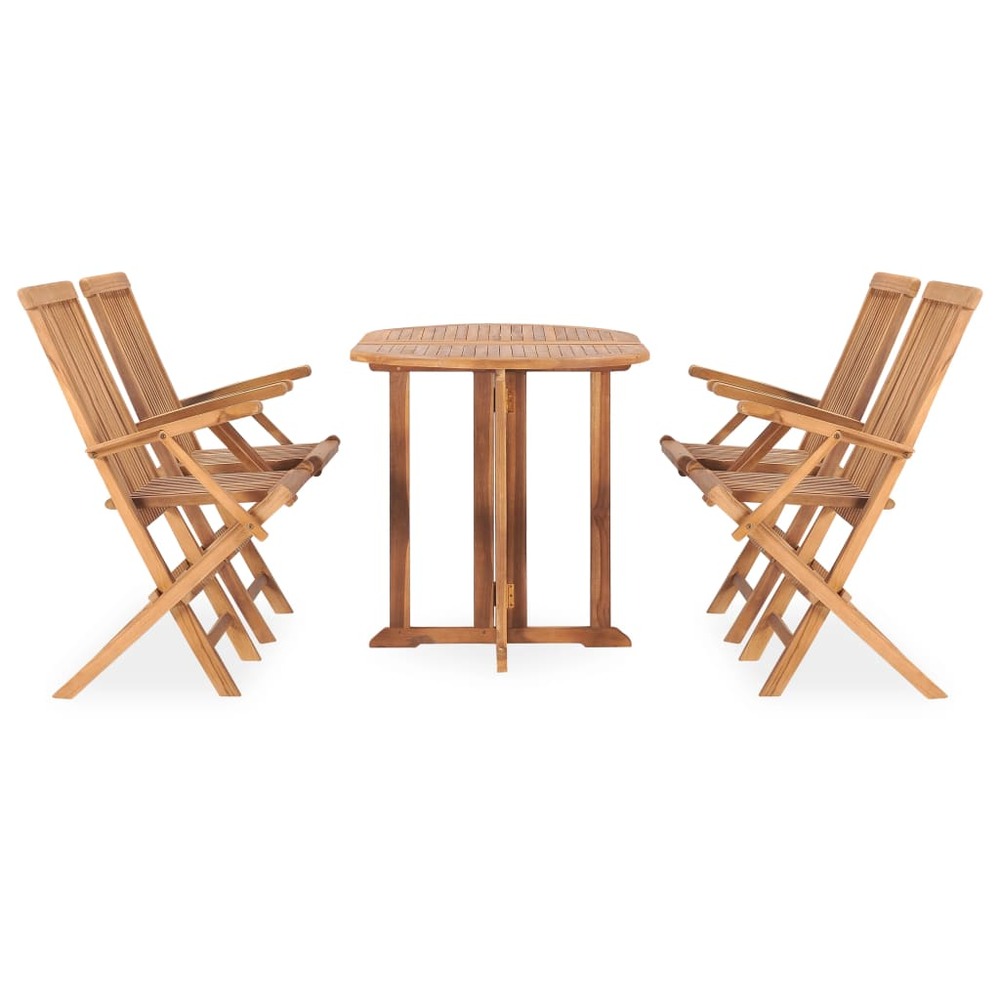 Ensemble à manger d'extérieur pliable 5 pcs bois solide de teck