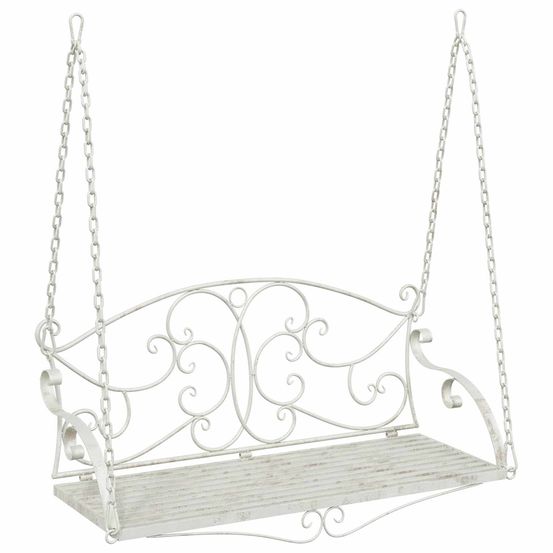 Banc balançoire acier 110 x 52,5 x 47 cm blanc antique