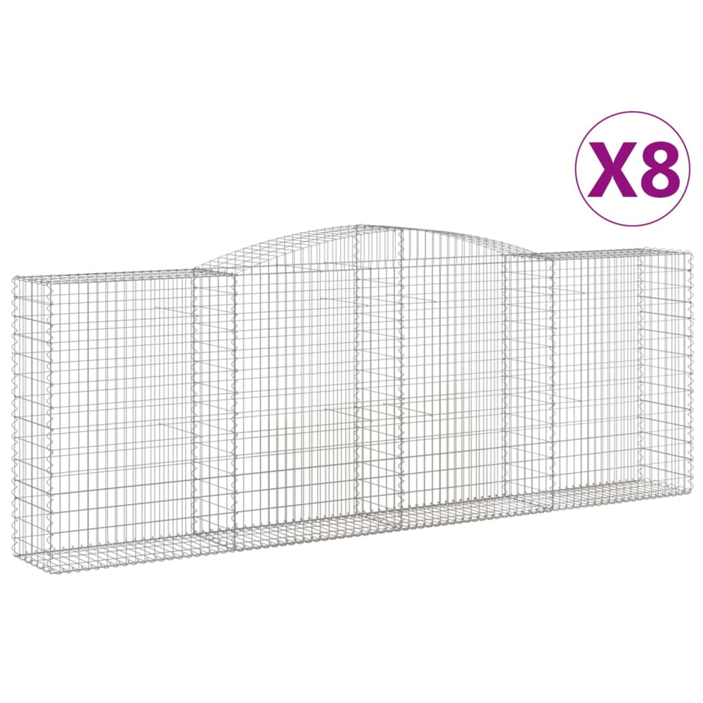 Paniers à gabions arqués 8 pcs 400x50x140/160 cm fer galvanisé