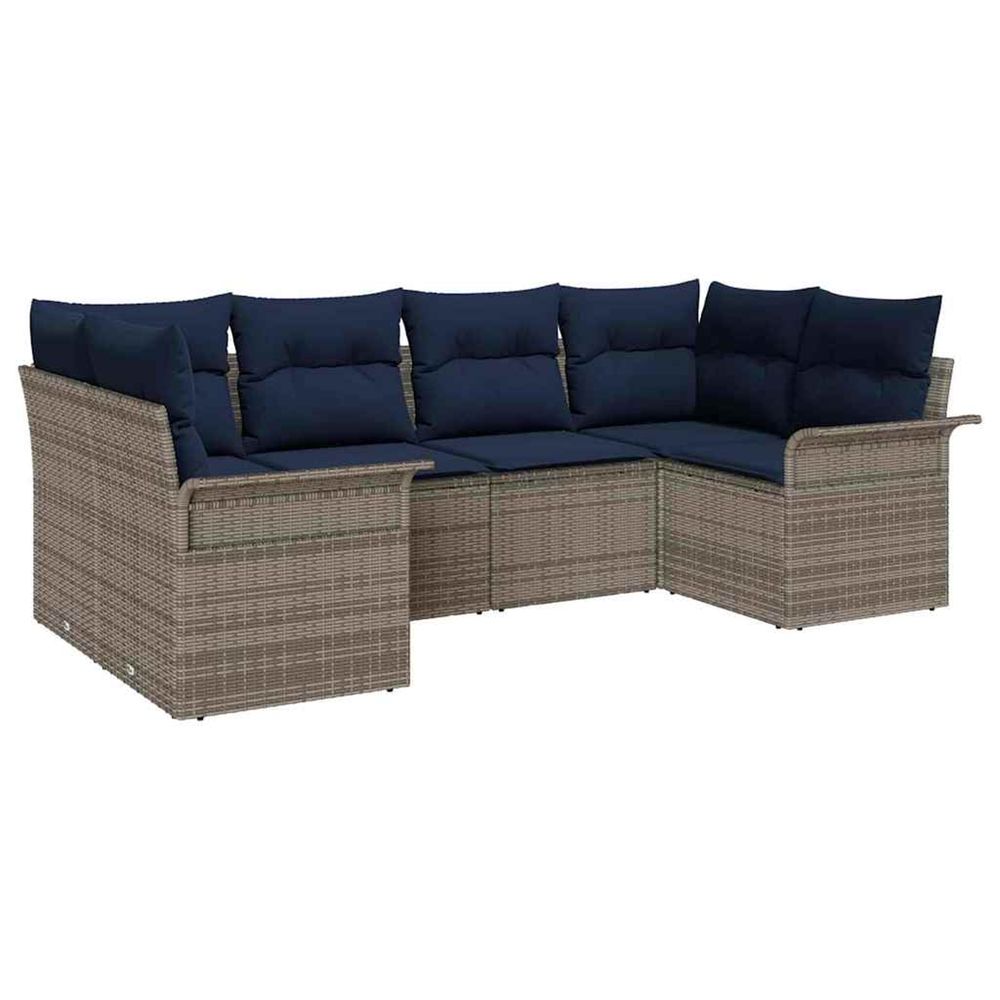 Ensemble de canapé de jardin 6 pc gris poly rotin