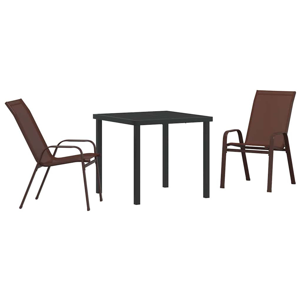 Ensemble de salle à manger pour jardin 3 pcs marron et noir