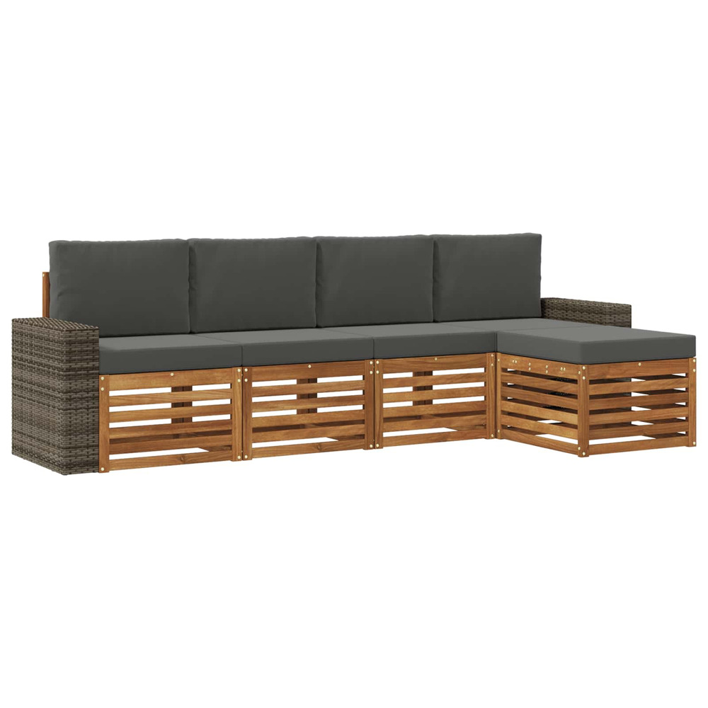 Ensemble de canapés d'extérieur 5 pcs naturel et anthracite