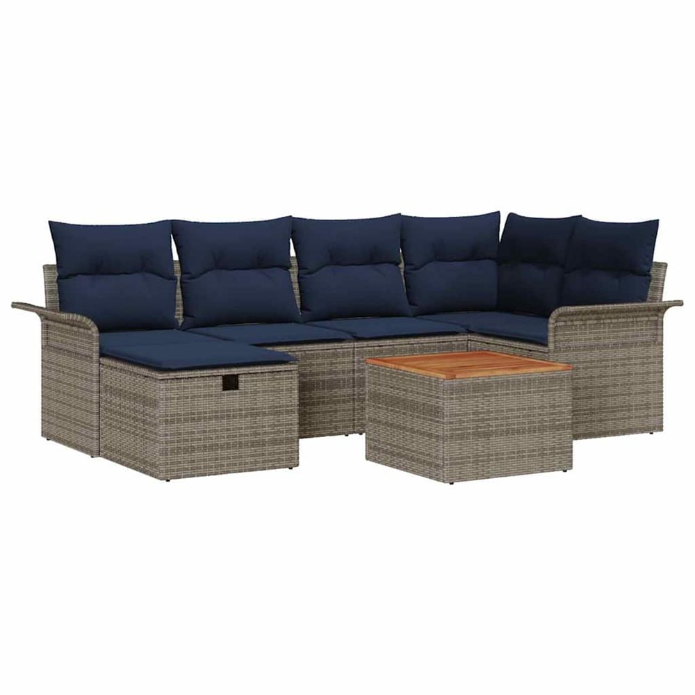 Ensemble de canapé de jardin 7 pc gris poly rotin