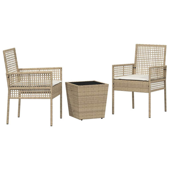 Ensemble bistro de jardin 3 pcs beige poly rotin