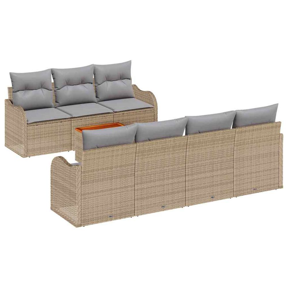 Ensemble de canapé de jardin 8 pc beige et gris clair polyrotin