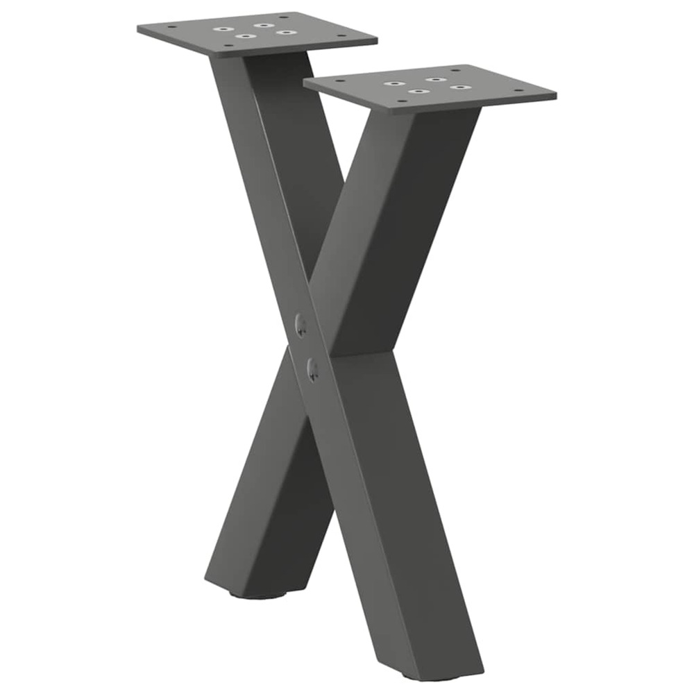 Pieds de table basse en forme de x, 2 pièces, anthracite, 37 x (30-31) cm, acier