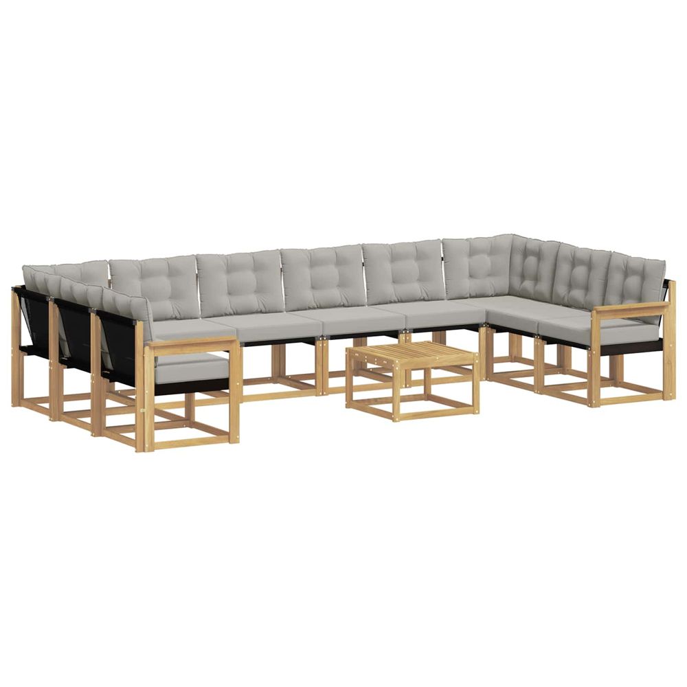 Ensemble de canapés d'extérieur 11 pc blanc et gris clair