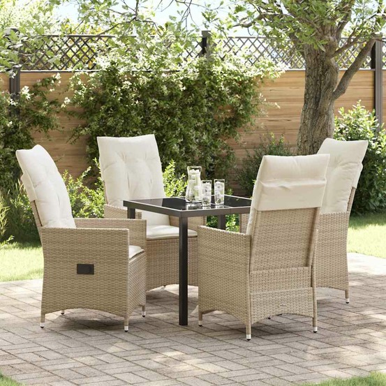 Ensemble de salle à manger pour jardin 5 pcs beige polyrotin