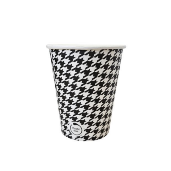 Petit gobelet café 24 cl carton décor pied de poule par 50