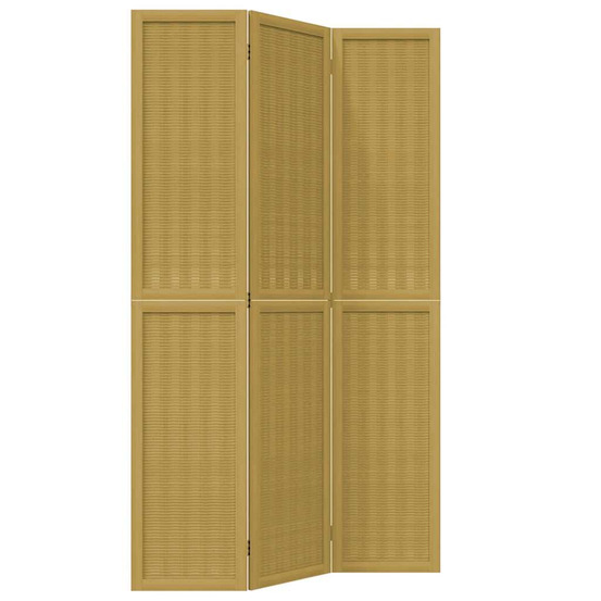 Cloison de séparation 3 panneaux marron bois paulownia massif