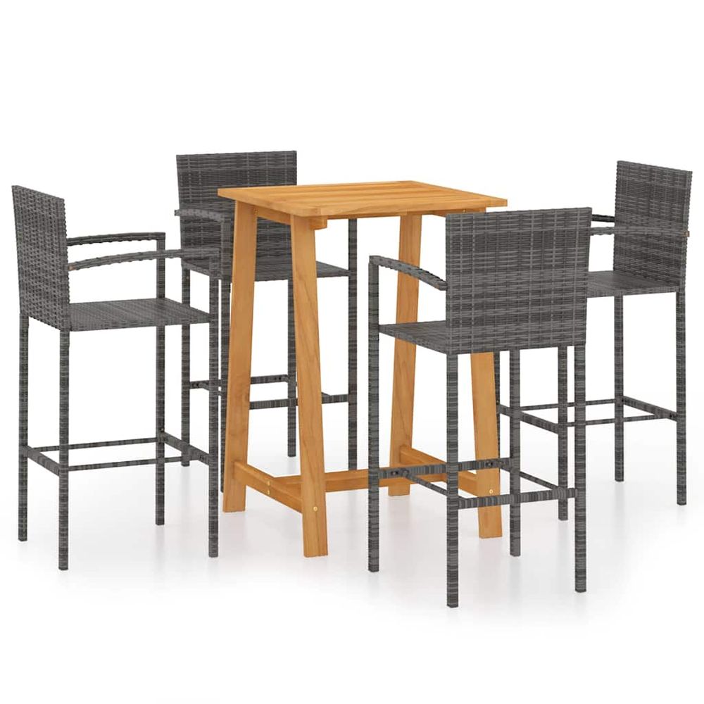 Ensemble de bar de jardin 5 pcs gris