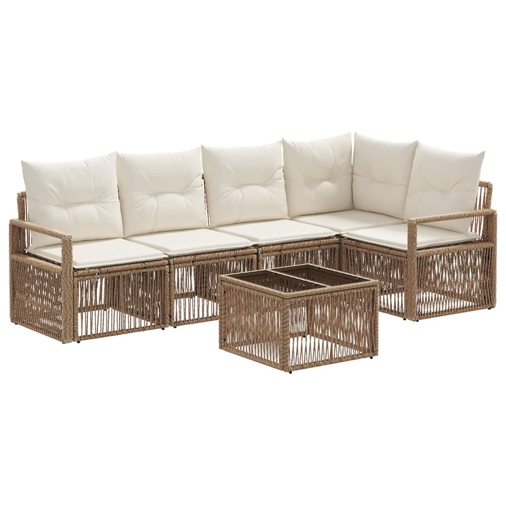 Ensemble de canapé de jardin 6 pc beige polyrotin