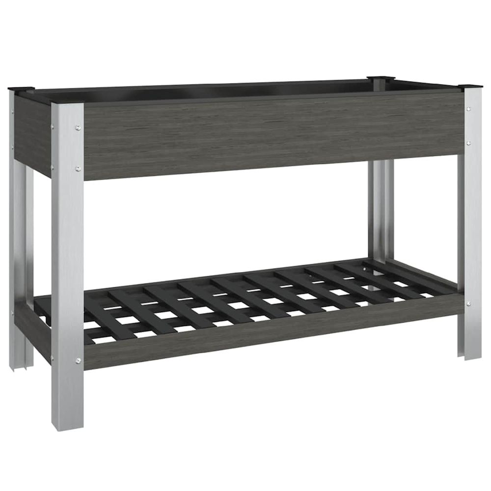 Lit surélevé de jardin avec étagère gris 120x50x75 cm wpc