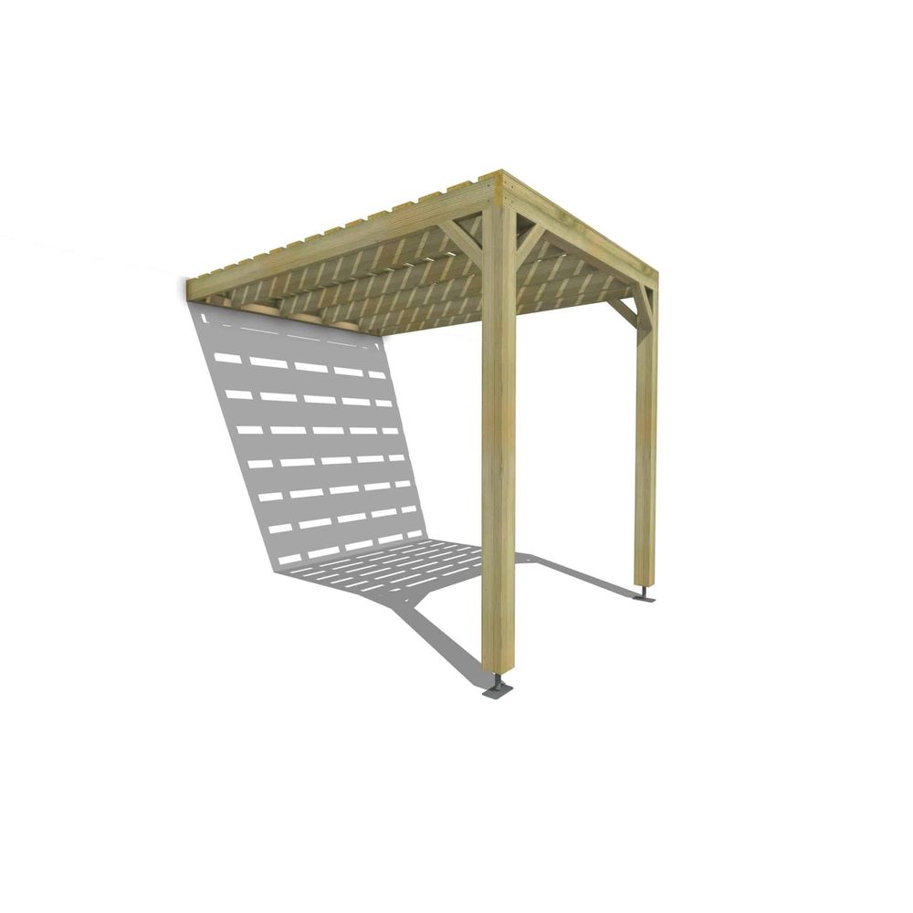 Pergola bois • 2m x 3m • adossée • sens profondeur • platelage bois • livraison comprise