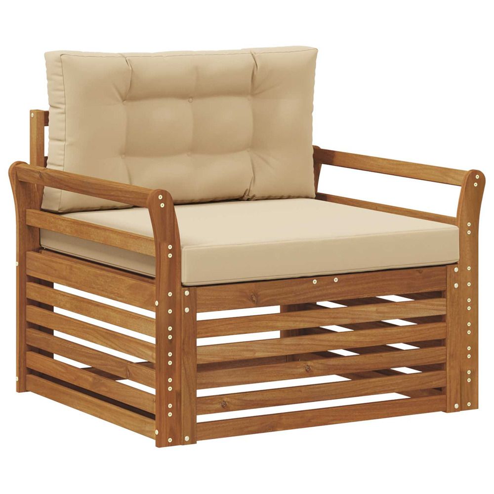 Canapé d’extérieur bois d'acacia massif et polyester