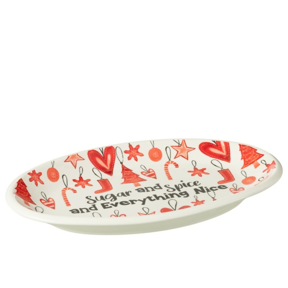 Assiette ovale en céramique rouge 55.5x4.8x31.5 cm