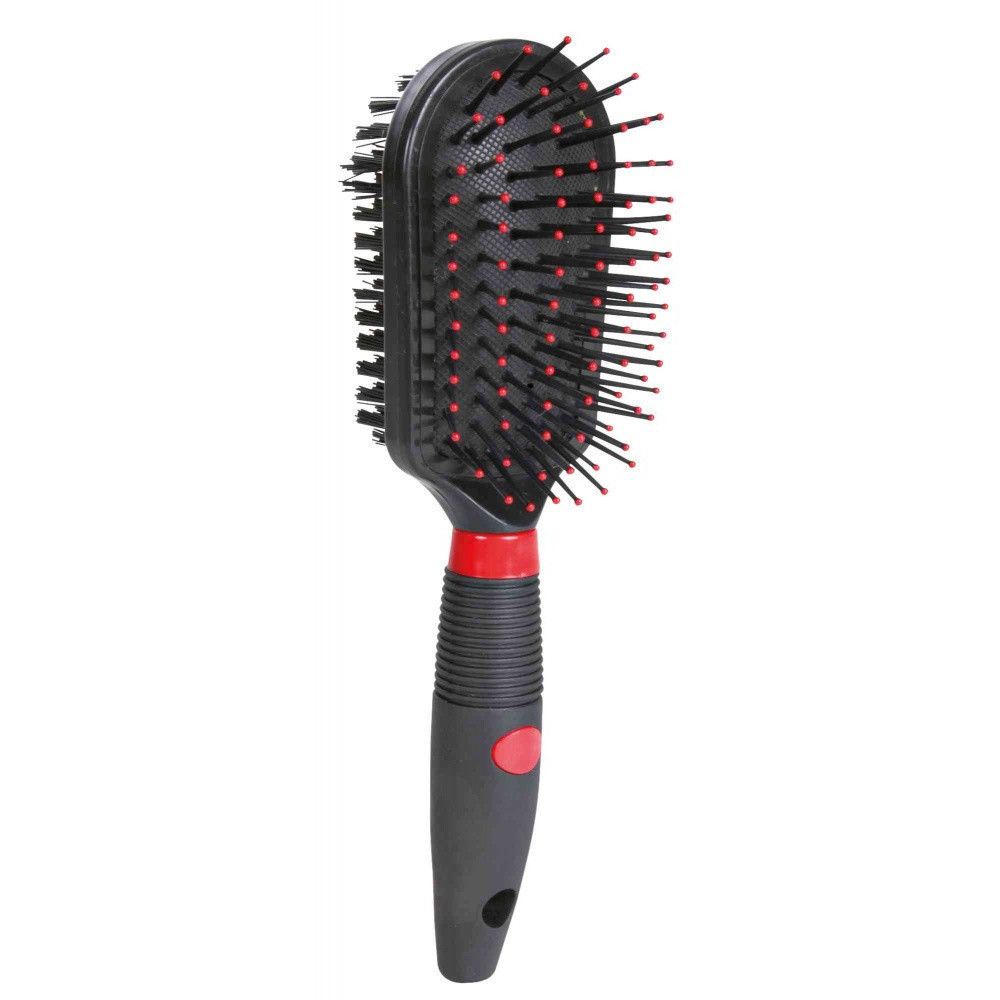 Brosse double face pour chien et chat, poils nylon et picots plastique, man